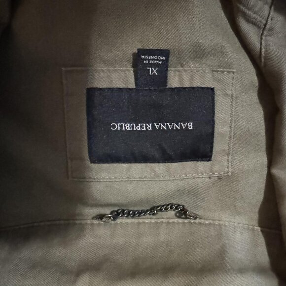 Banana Republic Jacket Womens XL Green Military Patch Utility Cotton Coat - Picture 4 of 9